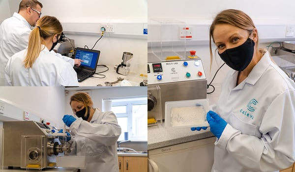 Dee in the Caleva Lab Making Pellets