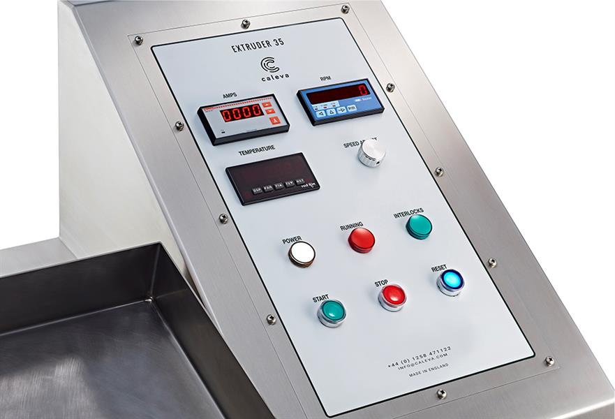 Close up image of the extruder 35 control panel